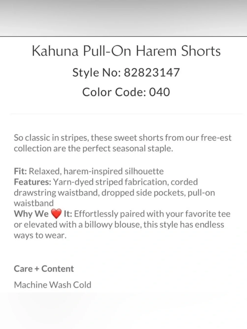 Free People Kahuna Pull On Harem Shorts S